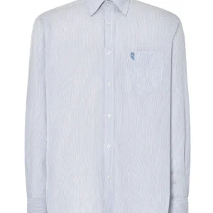 Camisa Hombre Manga Larga Popelín Rayas con Bolsillo Easy Iron Extrasuave - Azul 0304_39