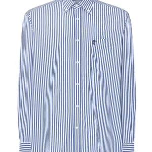 Camisa Hombre Manga Larga Popelín Rayas con Bolsillo Easy Iron Extrasuave - Azul 0306_39