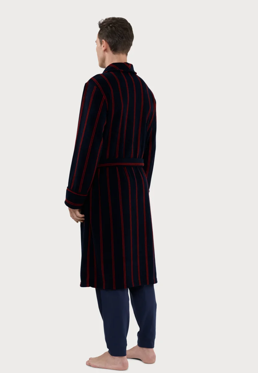 Bata Hombre Invierno Premium Forro Polar Estampado - Azul 0610_39 – Image 4