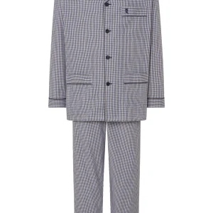 Pijama Hombre Largo Solapa Algodón Popelín Cuadros - Beige 2991_10