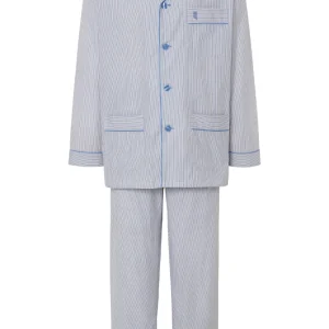 Pijama Hombre Largo Solapa Algodón Popelín Rayas - Beige 2992_10