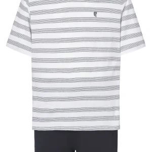 Pijama Hombre Verano Corto Pico Algodón Punto Rayas - Azul 3037_39