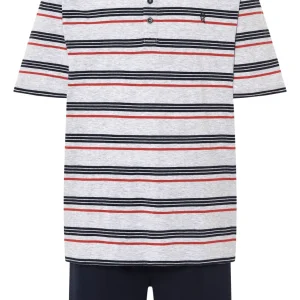 Pijama Hombre Verano Corto Tapeta Algodón Punto Rayas - Gris 3041_20