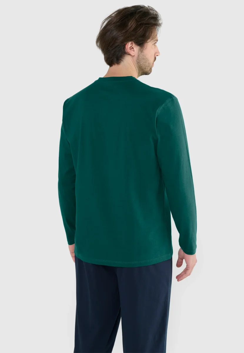 Camiseta Pijama Hombre Manga Larga Tapeta Algodón Lisa - Verde 7529_46 – Image 4