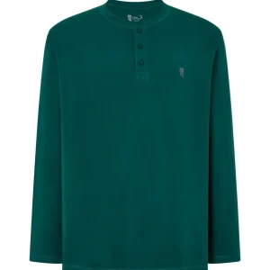 Camiseta Pijama Hombre Manga Larga Tapeta Algodón Lisa - Verde 7529_46