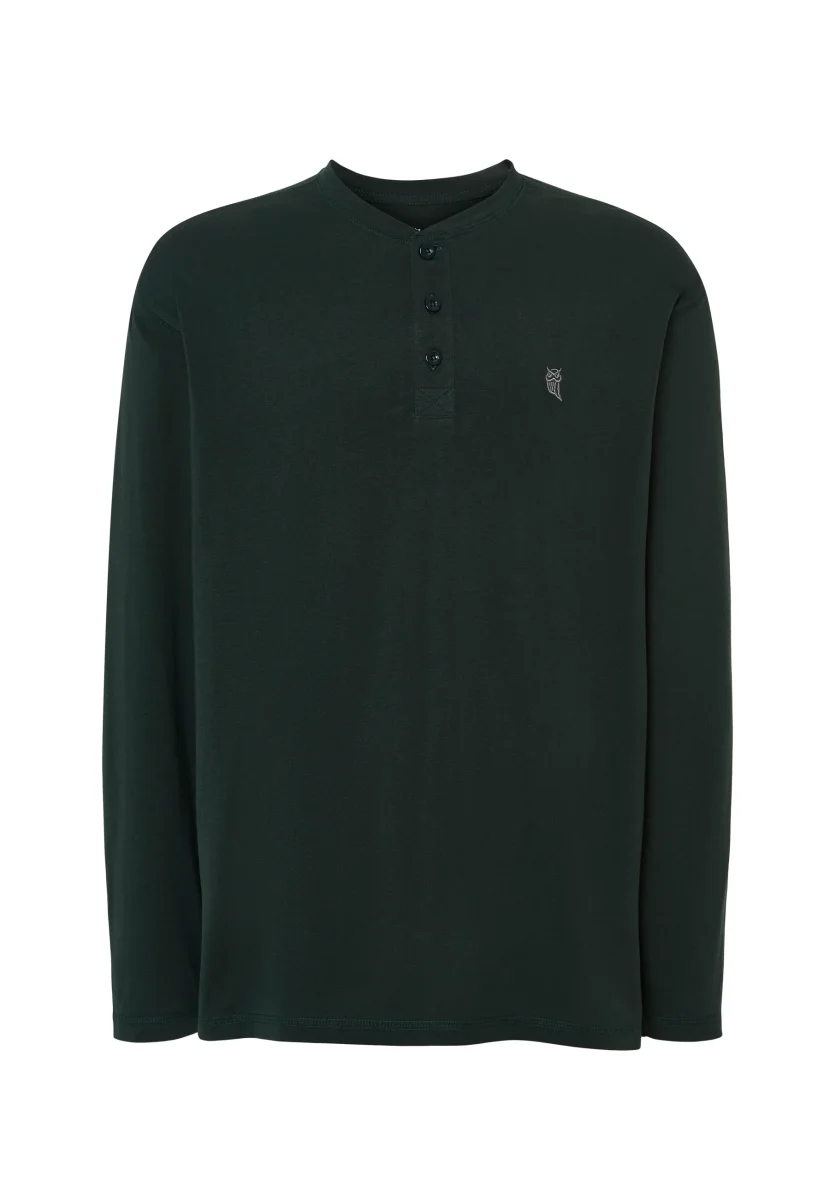 Camiseta Pijama Hombre Manga Larga Tapeta Algodón Lisa - Verde 7532_46