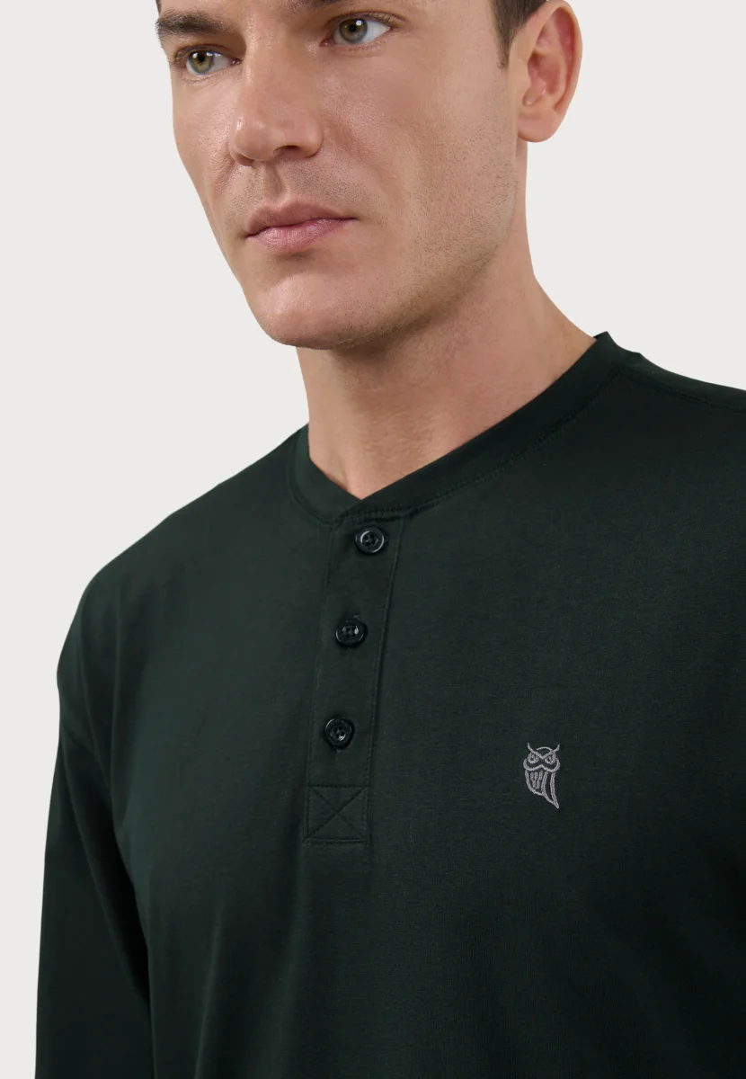 Camiseta Pijama Hombre Manga Larga Tapeta Algodón Lisa - Verde 7532_46 – Image 5