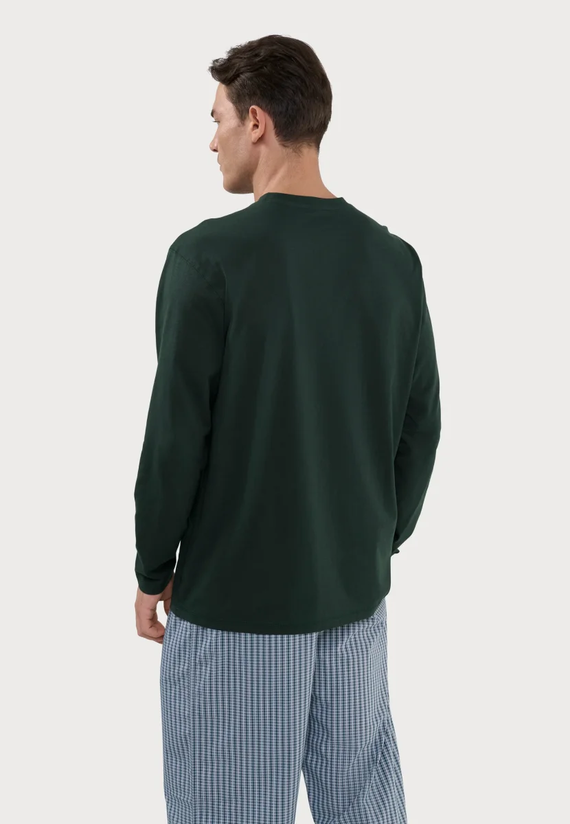 Camiseta Pijama Hombre Manga Larga Tapeta Algodón Lisa - Verde 7532_46 – Image 4