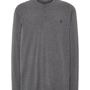 Camiseta Pijama Hombre Manga Larga Tapeta Algodón Lisa - Gris 7533_22