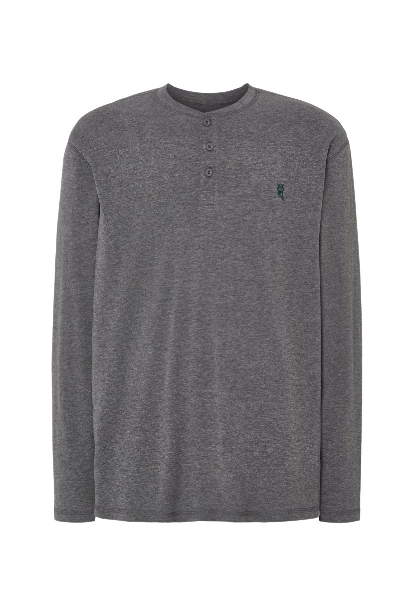 Camiseta Pijama Hombre Manga Larga Tapeta Algodón Lisa - Gris 7533_22 – Image 2