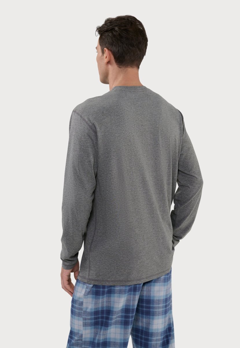 Camiseta Pijama Hombre Manga Larga Tapeta Algodón Lisa - Gris 7533_22 – Image 4