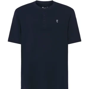 Camiseta Pijama Hombre Manga Corta Tapeta Algodón Lisa - Azul 7628_39