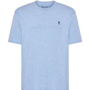 Camiseta Pijama Hombre Manga Corta Redondo Algodón Lisa - Azul 7629_30