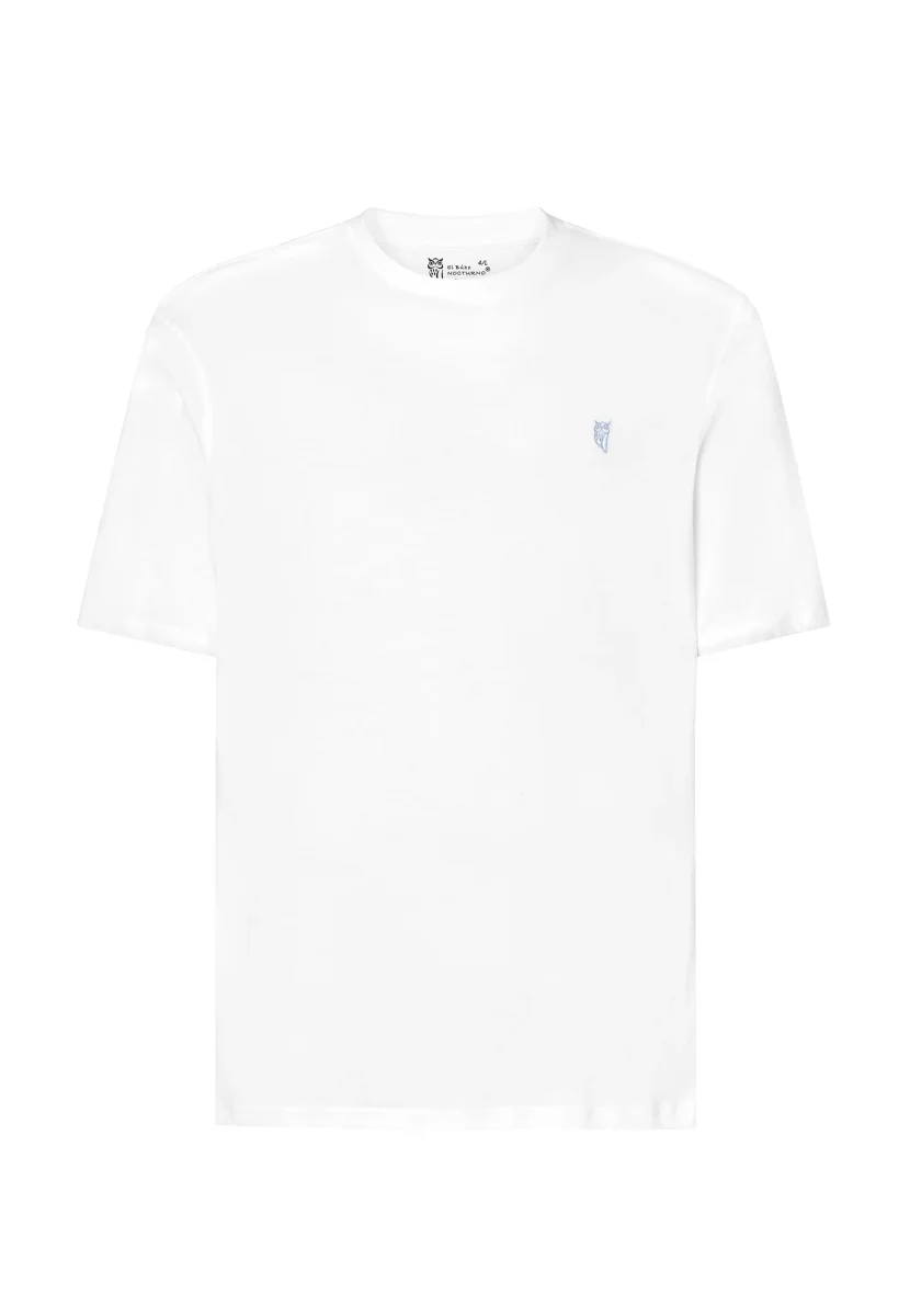 Camiseta Pijama Hombre Manga Corta Redondo Algodón Lisa - Blanco 7630_01