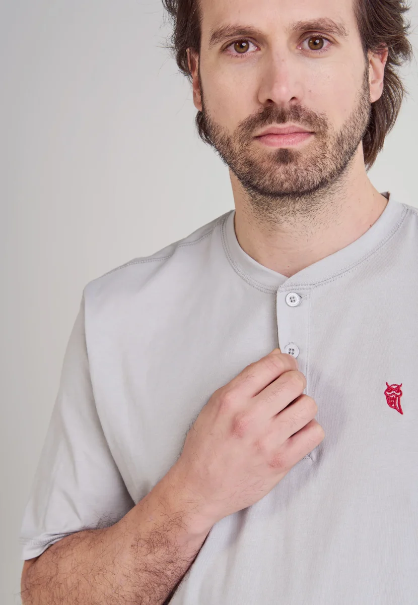 Camiseta Pijama Hombre Manga Corta Tapeta Algodón Lisa - Gris 7633_20 – Image 5