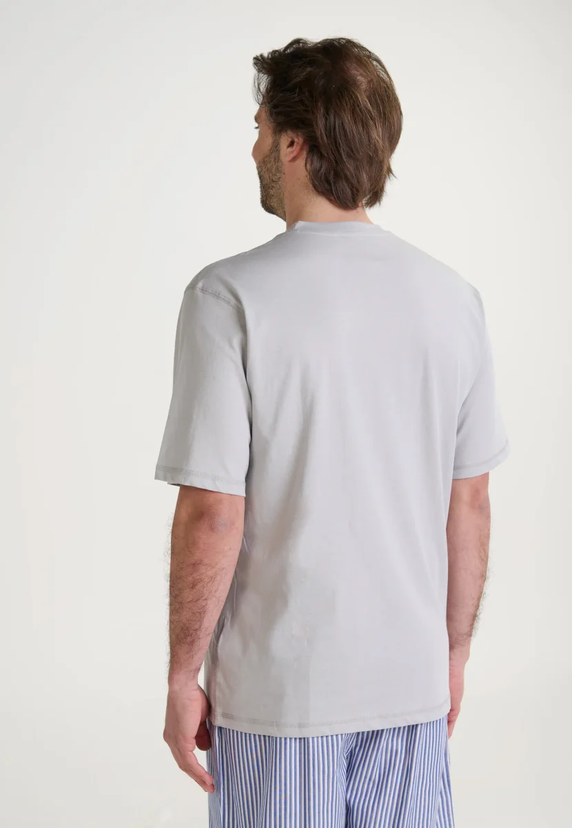 Camiseta Pijama Hombre Manga Corta Tapeta Algodón Lisa - Gris 7633_20 – Image 4