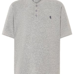 Camiseta Pijama Hombre Manga Corta Tapeta Algodón Lisa - Gris 7636_20