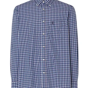 Camisa Hombre Manga Larga Popelín Cuadros con Bolsillo Easy Iron Extrasuave - Azul 0309_38