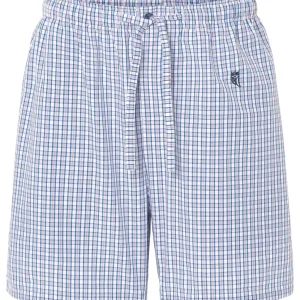 Pantalón Pijama Hombre Corto Popelín Cuadros - Blanco 8551_01