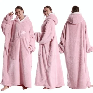 Couverture poncho polaire femme capuche