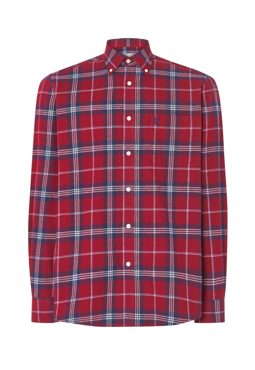 Camisa Hombre Franela Cuadros Algodón Invierno Premium con Bolsillo - Rojo 0401_94 – Image 2