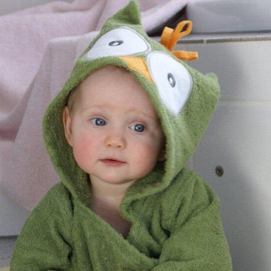 Peignoir Bébé Hiboux Vert