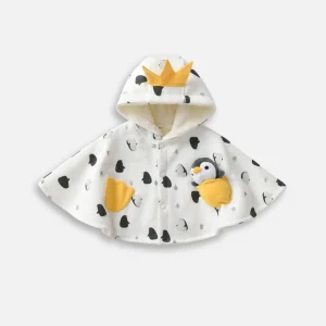 Poncho Bébé Blanc Pingouin