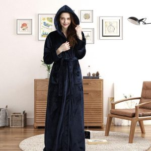 Robe de Chambre Femme Polaire avec Capuche