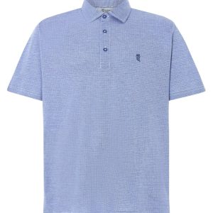 Polo Hombre Manga Corta Premium Algodón Geométrico - Azul 0008_33