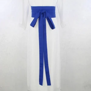 Ceinture Obi Japonaise Bleu Électrique pour Kimono Femme