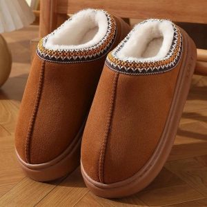 Chaussons Femme Marron Moelleux Intérieur Hiver