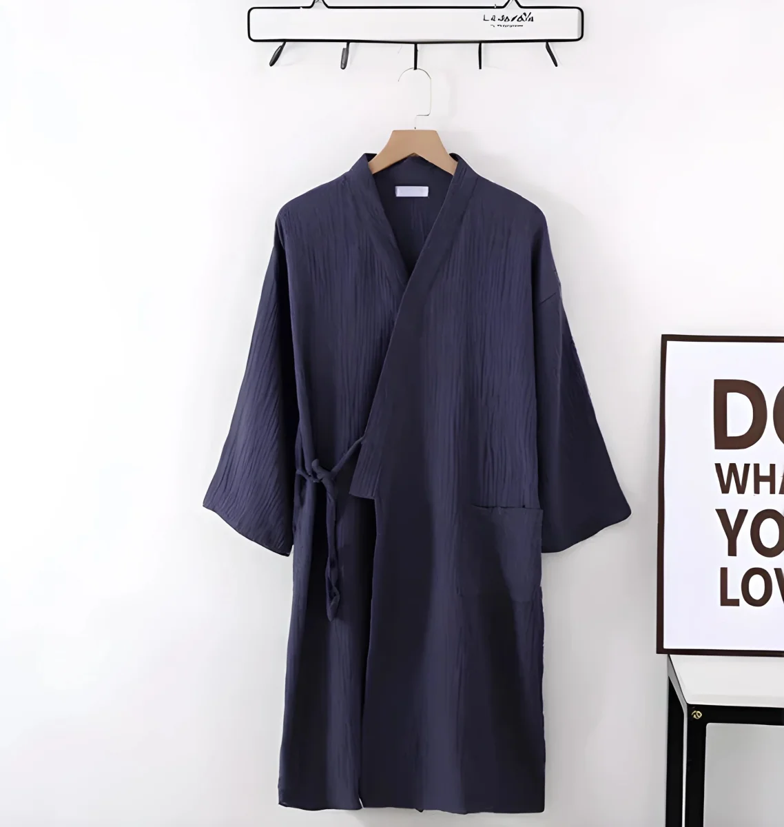 Peignoir Kimono Femme Coton Gris Anthracite Long