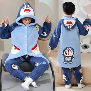 Pyjama Doraemon Bleu Polaire Enfant - Ensemble Chaud