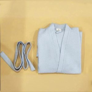 Peignoir Enfant Coton Gaufré Bleu Ciel - Unisexe