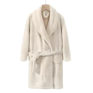 Peignoir Enfant Crème Texture Gaufrée Polaire Unisexe