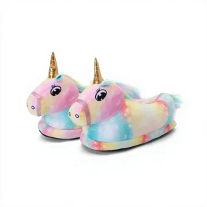 Chaussons Licorne Peluche Enfant Multicolore Galaxie