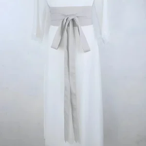 Ceinture Obi Kimono Japonais Gris Clair Femme