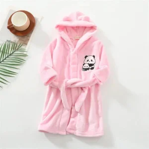 Peignoir Panda Rose Enfant Polaire à Capuche