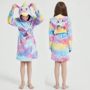 Peignoir Licorne Multicolore Arc-en-Ciel Galaxie Fille