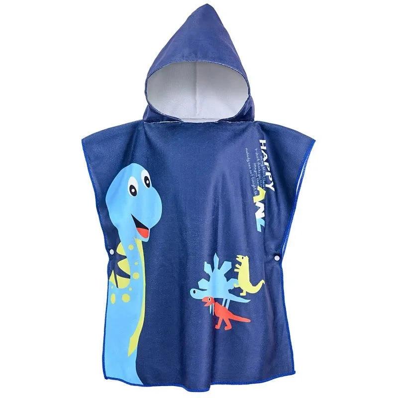 Cape de Bain Enfant Bleue Dinosaure avec Capuche – Image 2