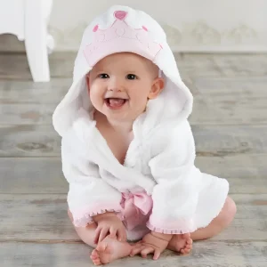 Peignoir Bébé Blanc Princesse avec Capuche en Coton