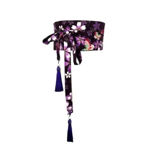 Ceinture Obi Japonaise Pourpre Motif Floral Femme