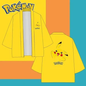 Kimono Pokémon Pikachu Jaune Court Unisexe