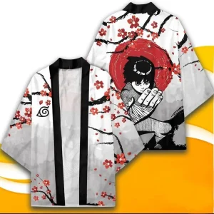 Kimono Naruto Blanc Rock Lee Fleurs de Cerisier Rouge