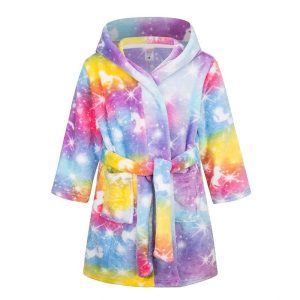 Peignoir Licorne Galaxie Multicolore Enfant à Capuche