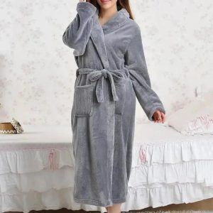 Peignoir Polaire Gris Femme - Long et Confortable