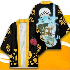 Kimono One Piece Trafalgar Law Noir - Symboles Pirates