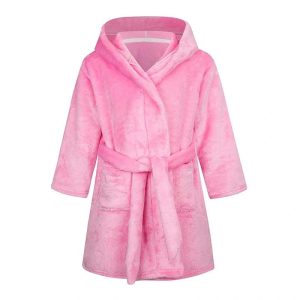 Peignoir Enfant Rose Vif à Capuche en Polaire Douce