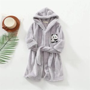 Peignoir Panda Gris Enfant Polaire à Capuche