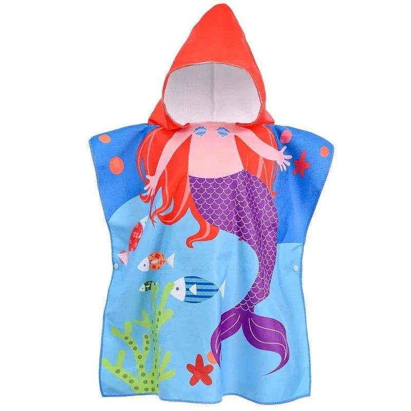 Cape de Bain Sirène à Capuche Enfant – Bleu Clair